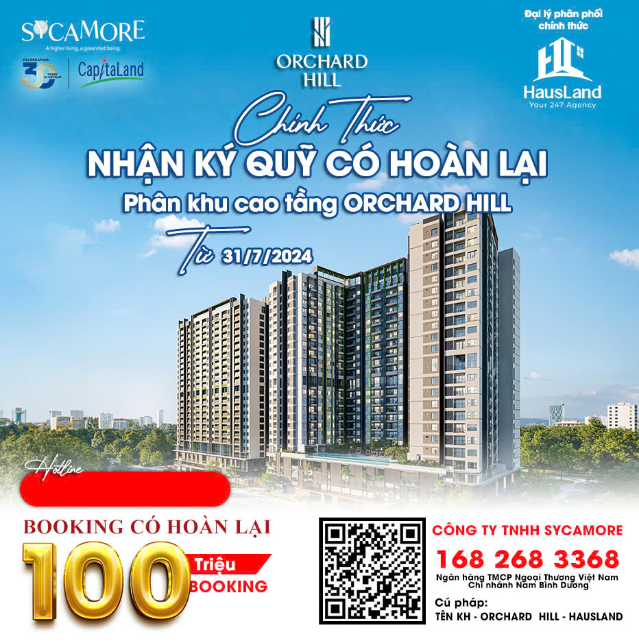 Chinh thuc nhan Booking can ho Orchard Hill Du an Sycamore